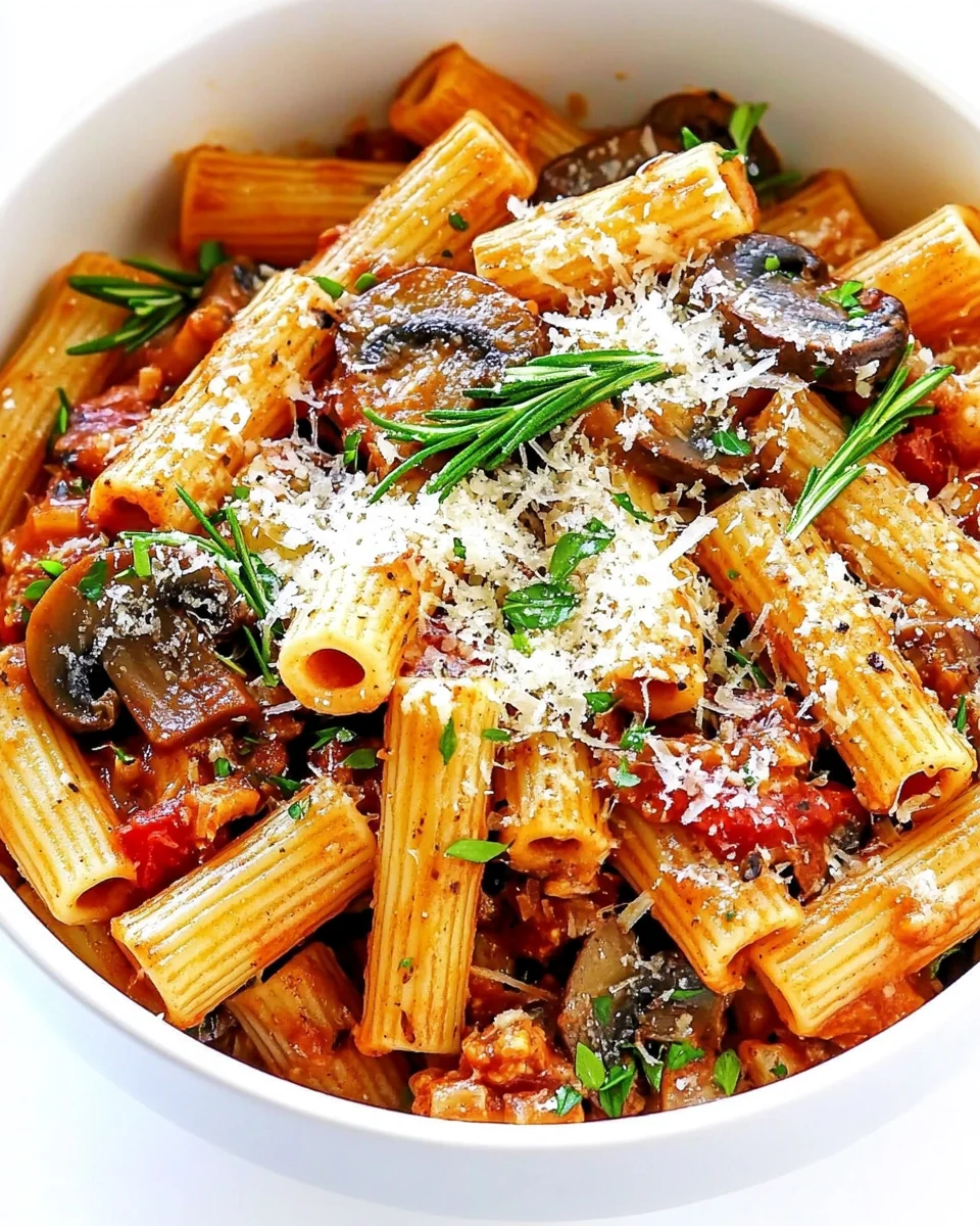 Savory Rigatoni with Mushrooms and Rosemary Parmesan - additional image
