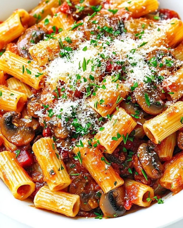 Savory Rigatoni with Mushrooms and Rosemary Parmesan