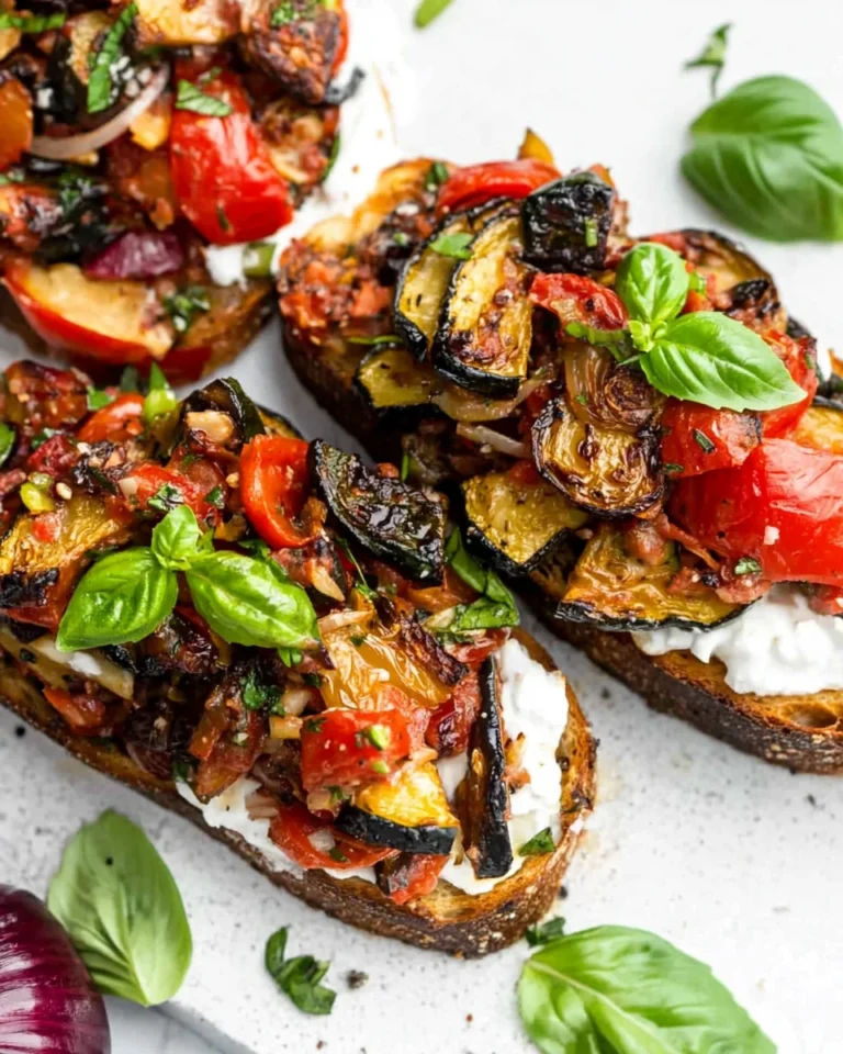 Savory Roasted Vegetable Bruschetta